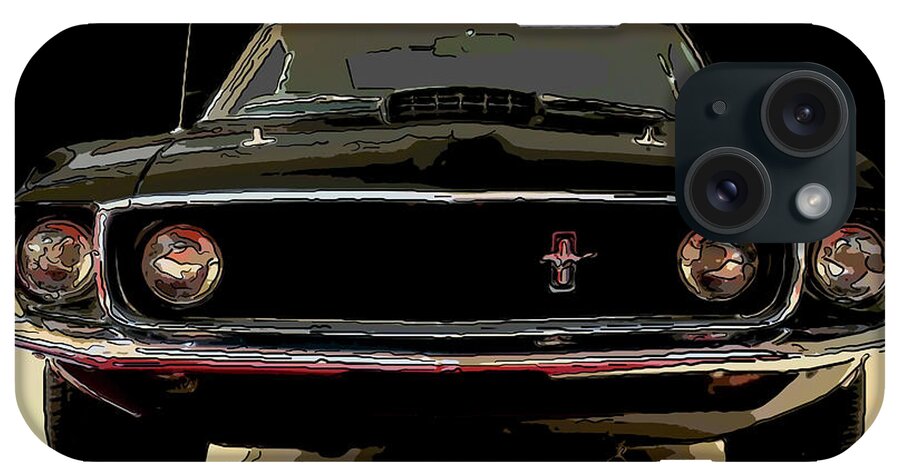 1969 Ford Mustang iPhone Case featuring the drawing 1969 Ford Mustang Digital drawing by Flees Photos
