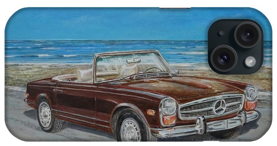 Clasic Cars Paintings iPhone Case featuring the painting 1970 Mercedes Benz 280 SL Pagoda by Sinisa Saratlic
