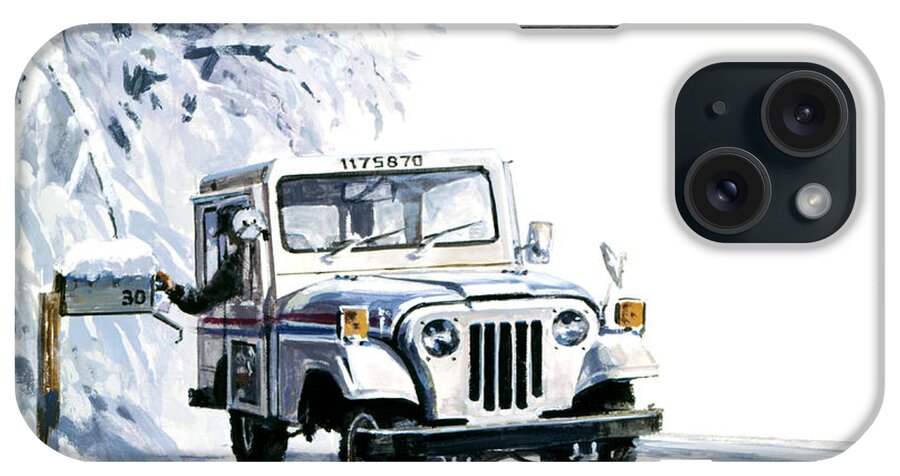 John Swatsley iPhone Case featuring the painting 1980s U.S. Postal Service Jeep by John Swatsley