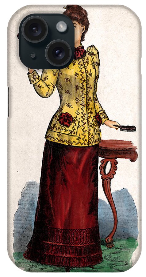19th Century iPhone Case featuring the painting 19th Century Elegant Woman, Vintage Lady by Nadia CHEVREL