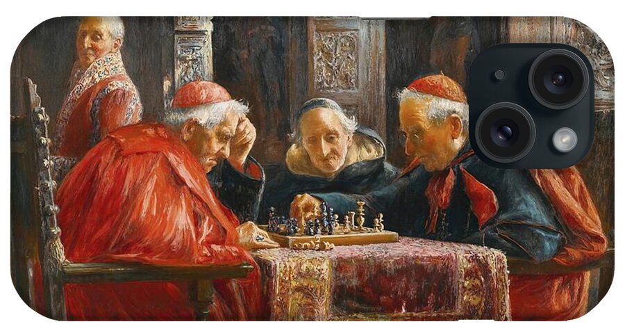 Game Of Chess iPhone Case featuring the painting A Game of Chess #2 by Jose Gallegos y Arnosa