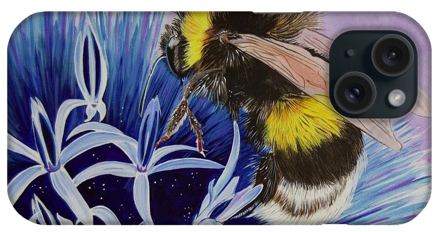 Bee iPhone Case featuring the painting A Bee's Galaxy by Sonja Jones