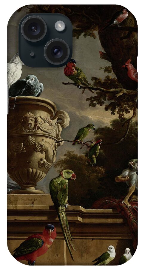 European iPhone Case featuring the painting De Menagerie #3 by Melchior d'Hondecoeter