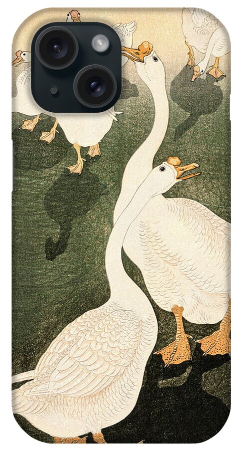 Birds iPhone Case featuring the painting Geese #3 by Ohara Koson