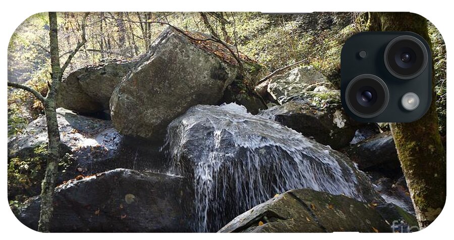 #mountain #river #streams #rocks #water #leaves #seasons #parks #fish #trout #creeks #hills #trees #branch #fineartamerica #photography #images #prints #art #wallart #artist #artwork #homedecoration #framed #acrylic #homedecor #posters #coffeemug #canvasprints #fineartamericaartist #greetingcards #mug #homedecorating #phonecases #tapestries #gregweissphotographyart #grooverstudios iPhone Case featuring the photograph High Shoal Falls #4 by Groover Studios