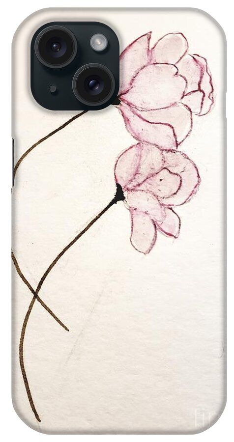 Pink Flowers iPhone Case featuring the painting It Takes Two #2 by Margaret Welsh Willowsilk