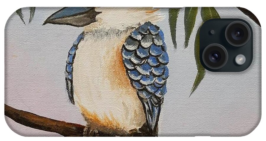 Kookaburra iPhone Case featuring the painting Kookaburra #2 by Anne Gardner