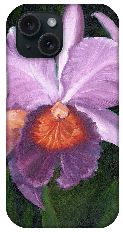 Orchid iPhone Case featuring the painting Lavender Orchid #2 by Alice Leggett