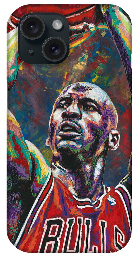 Michael Jordan iPhone Case featuring the painting Chicago Legend by Maria Arango