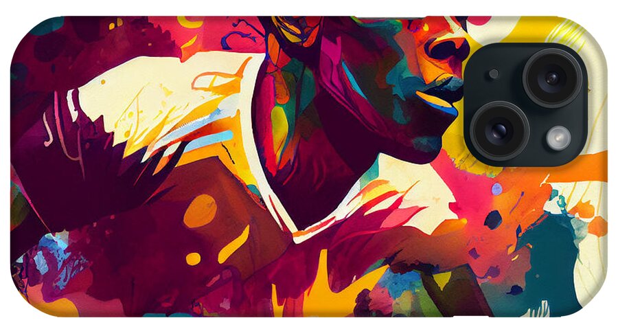Legendary Soccer Player Pele Psychedelic Style Art iPhone Case featuring the digital art Legendary Soccer Player Pele psychedelic style by Asar Studios #2 by Celestial Images