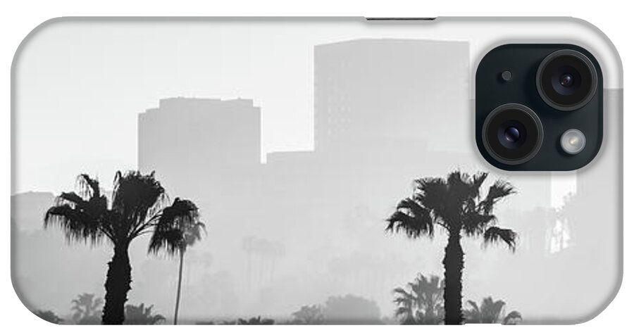 2013 iPhone Case featuring the photograph Newport Beach Skyline Black and White Panorama Photo #2 by Paul Velgos