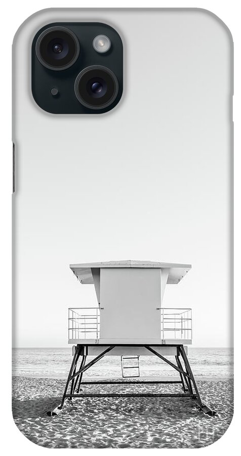 America iPhone Case featuring the photograph Santa Cruz Lifeguard Station Black and White Photo #2 by Paul Velgos