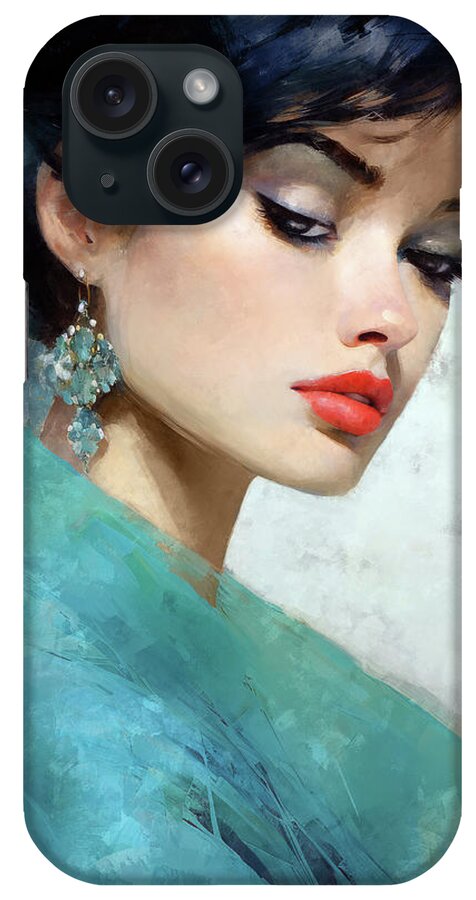 Woman iPhone Case featuring the painting She #2 by Jacky Gerritsen