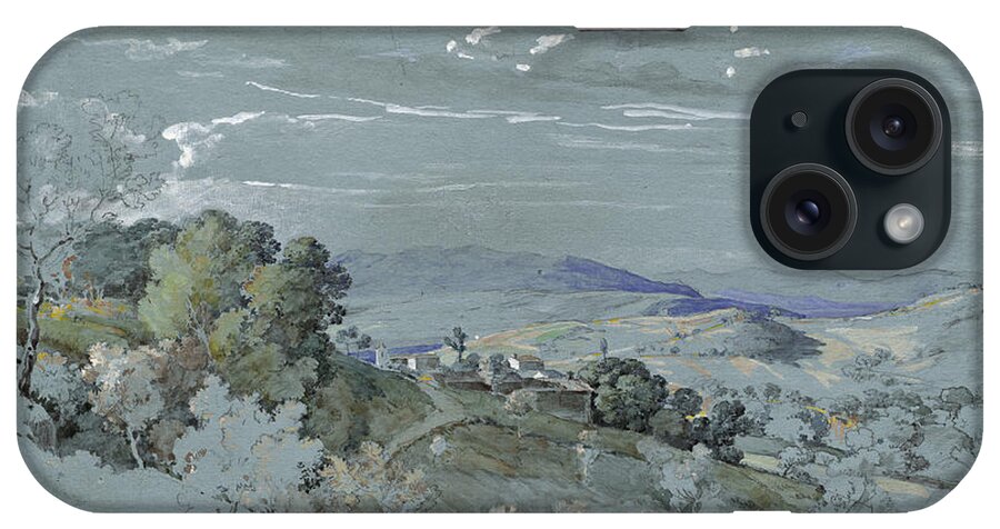 Johann Georg Von Dillis iPhone Case featuring the drawing The Hills of Umbria near Perugia #3 by Johann Georg von Dillis