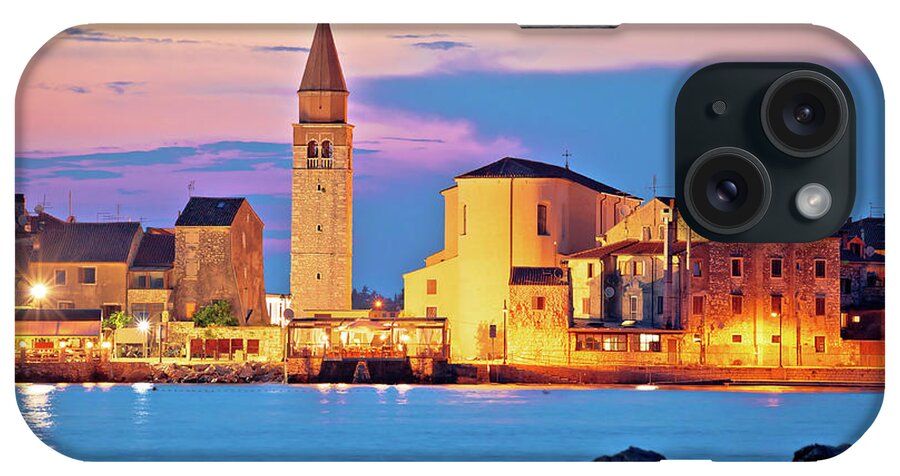 Umag iPhone Case featuring the photograph Town of Umag waterfront and coast evening view #2 by Brch Photography