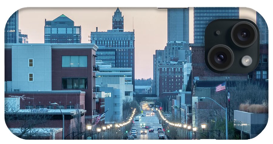  iPhone Case featuring the photograph Des Moines Iowa skyline in USA at night #20 by Alex Grichenko