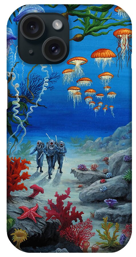  Art iPhone Case featuring the painting 20000 Leagues Under the Sea Canvas Print by Wood Hunt