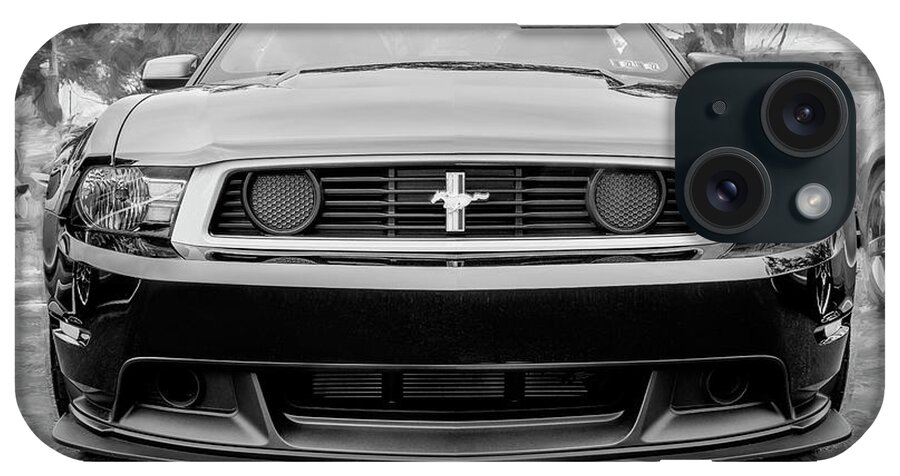 2012 Black Ford Mustang iPhone Case featuring the photograph 2012 Black Ford Boss 302 Mustang X171 by Rich Franco