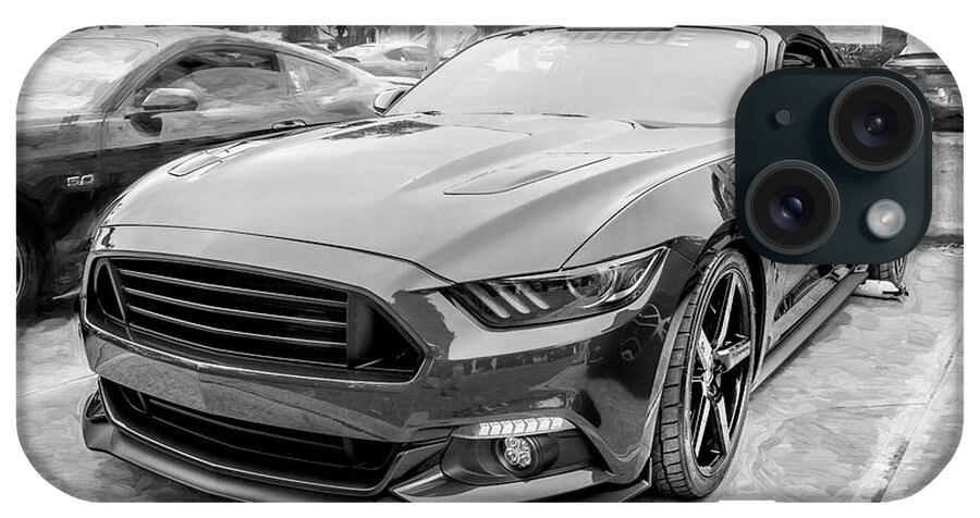 2017 Blue Ford Mustang Gt 5.0 iPhone Case featuring the photograph 2017 Blue Ford Mustang GT 5.0 X222 by Rich Franco