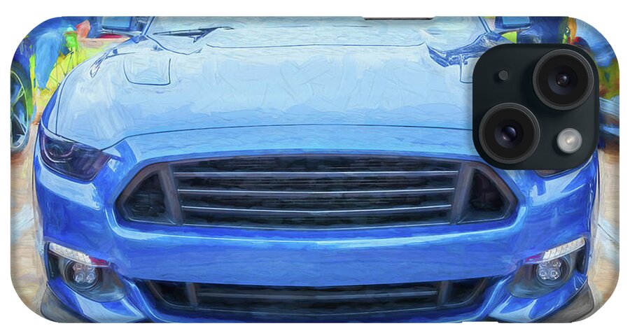2017 Blue Ford Mustang Gt 5.0 iPhone Case featuring the photograph 2017 Blue Ford Mustang GT 5.0 X231 by Rich Franco