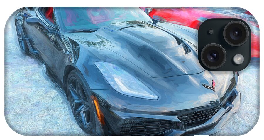 2019 Black Chevrolet Corvette Zr1 iPhone Case featuring the photograph 2019 Black Chevrolet Corvette ZR1 X161 by Rich Franco