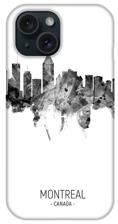 Montreal iPhone Case featuring the digital art Montreal Canada Skyline #21 by Michael Tompsett