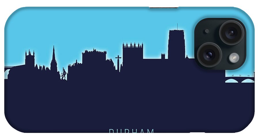 Durham iPhone Case featuring the digital art Durham England Skyline Cityscape #22 by Michael Tompsett