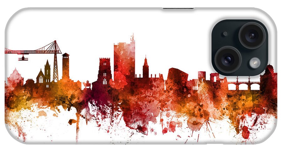 Newport iPhone Case featuring the digital art Newport Wales Skyline #22 by Michael Tompsett