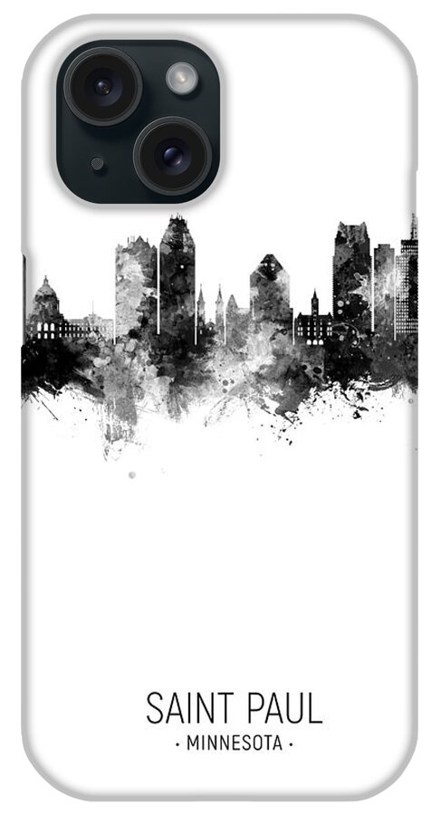 Saint Paul iPhone Case featuring the digital art Saint Paul Minnesota Skyline #22 by Michael Tompsett