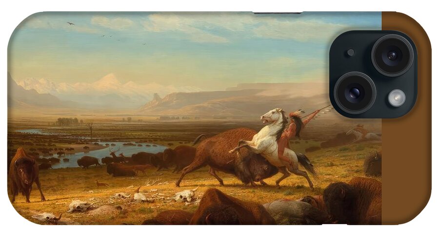 Last iPhone Case featuring the painting The Last Of The Buffalo by Albert Bierstadt by Mango Art