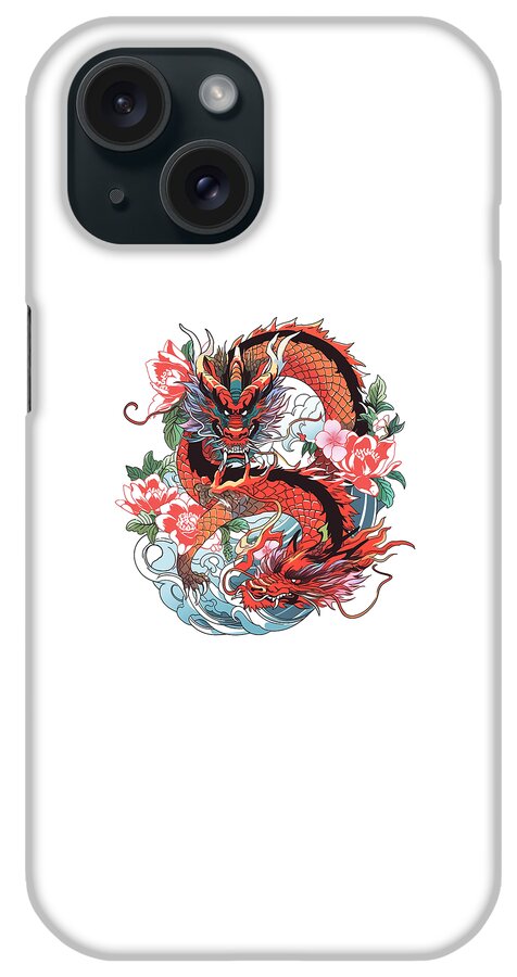 Dragon iPhone Case featuring the mixed media Tattoo Style Dragon #259 by Loose Goose Tattoos