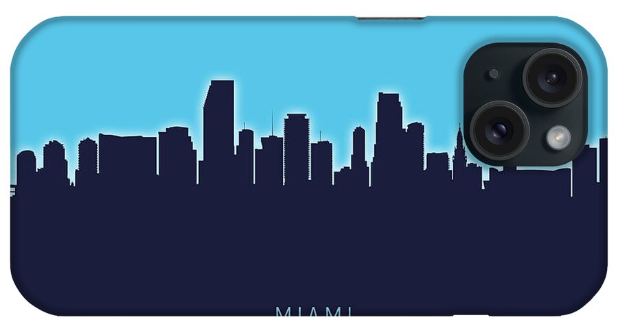 Miami iPhone Case featuring the digital art Miami Florida Skyline #26 by Michael Tompsett
