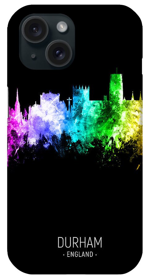 Durham iPhone Case featuring the digital art Durham England Skyline Cityscape #27 by Michael Tompsett