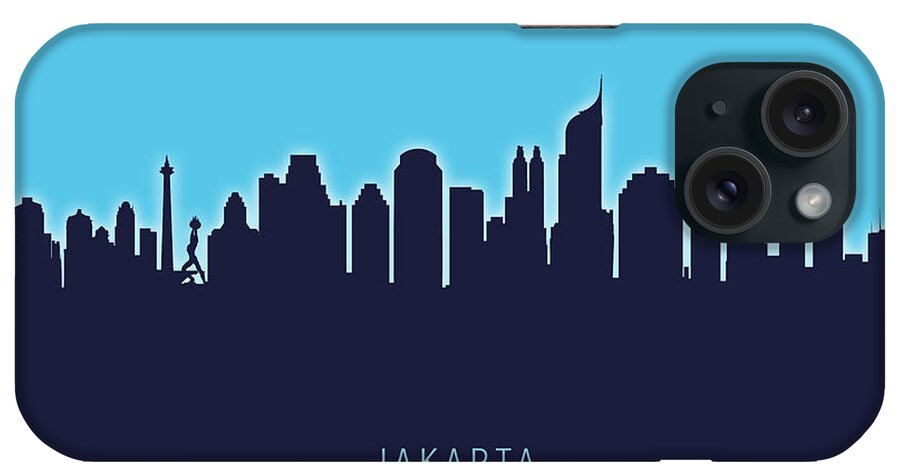 Jakarta iPhone Case featuring the digital art Jakarta Skyline Indonesia #27 by Michael Tompsett