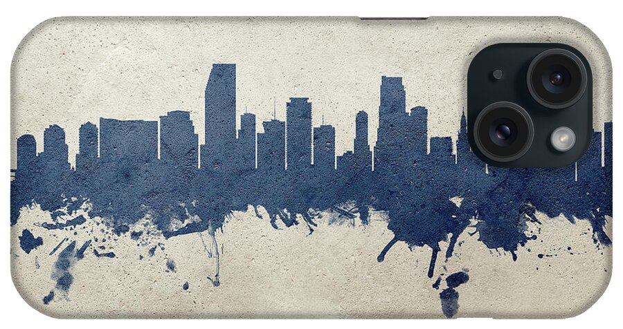 Miami iPhone Case featuring the digital art Miami Florida Skyline #27 by Michael Tompsett