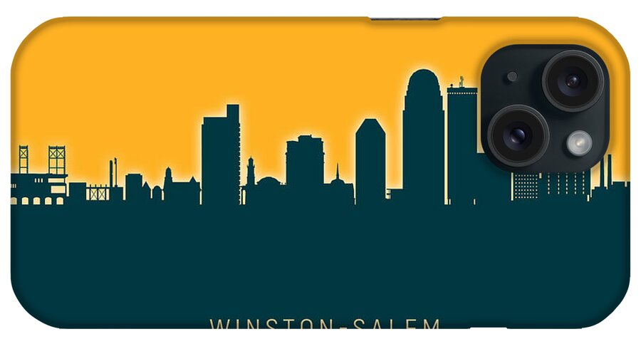 Winston-salem iPhone Case featuring the digital art Winston-Salem North Carolina Skyline #28 by Michael Tompsett