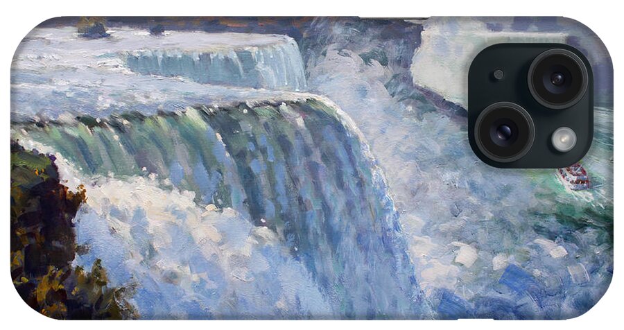 American Falls iPhone Case featuring the painting American Waterfalls by Ylli Haruni