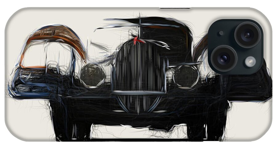 Bugatti iPhone Case featuring the digital art Bugatti Type 57SC Atlantic Coupe Drawing #3 by CarsToon Concept