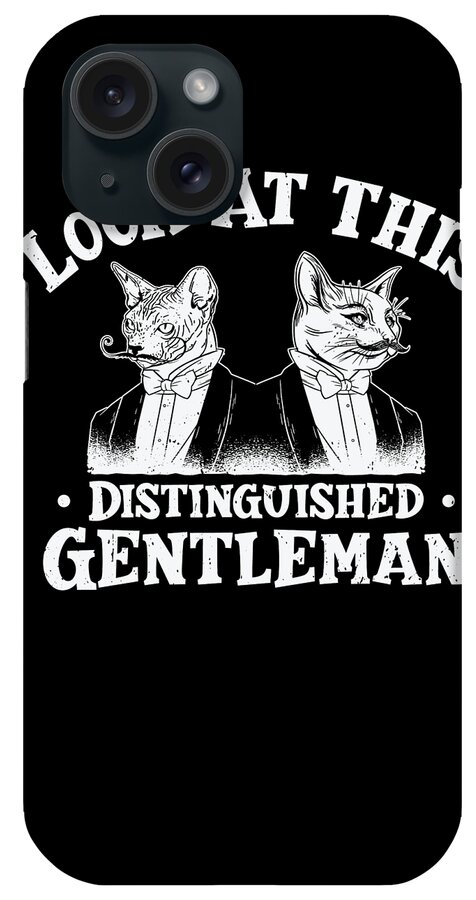 Cat Owner iPhone Case featuring the digital art Cat Owner Gentleman Cat Suit Mustache #3 by Toms Tee Store