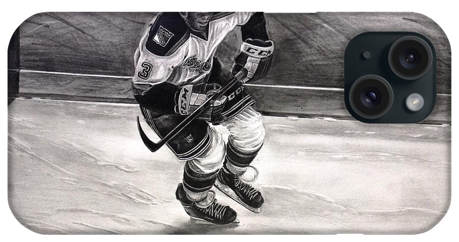  iPhone Case featuring the drawing #3 CHRIS McCARTHY HARTFORD WOLF PACK NYRANGERS AHL TEAM #3 by K R