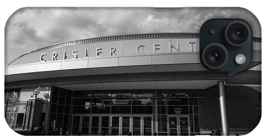 University Of Michigan iPhone Case featuring the photograph Crisler Center in black and white #3 by Eldon McGraw