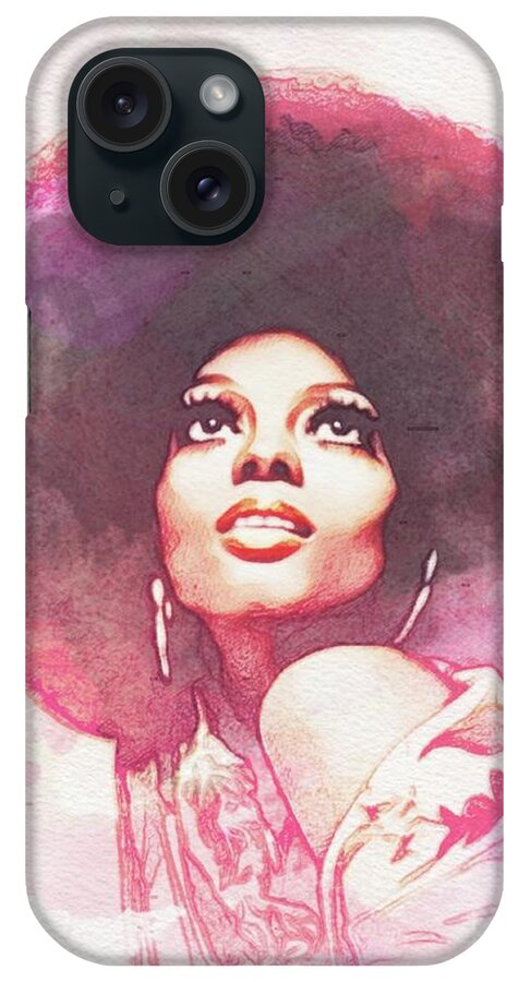 Diana iPhone Case featuring the painting Diana Ross, Music legend #3 by Esoterica Art Agency