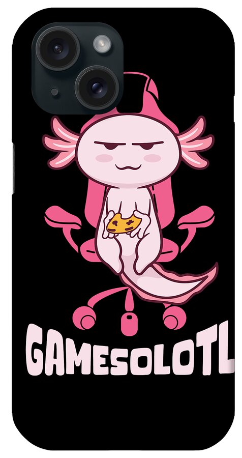 Axolotl iPhone Case featuring the digital art Gamesolotl Cute Kawaii Axolotl #3 by Toms Tee Store