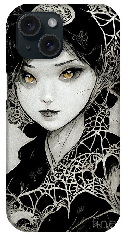 Manga iPhone Case featuring the digital art Halloween manga #3 by Sabantha