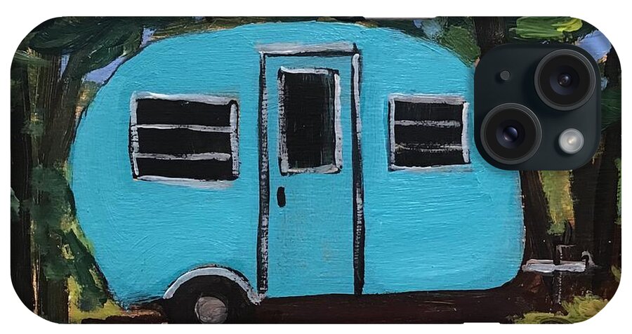 Vintage Trailer iPhone Case featuring the painting Happy Camper #4 by Cynthia Blair