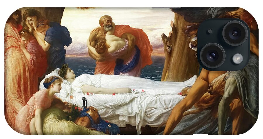 Frederic Leighton iPhone Case featuring the painting Hercules Wrestling With Death For The Body Of Alcestis by Frederic Leighton by Mango Art