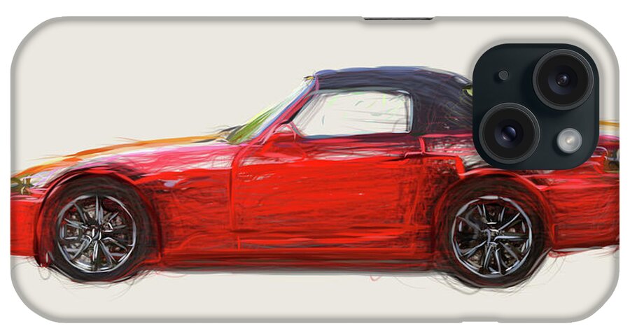 Honda iPhone Case featuring the digital art Honda S2000 Car Drawing #3 by CarsToon Concept