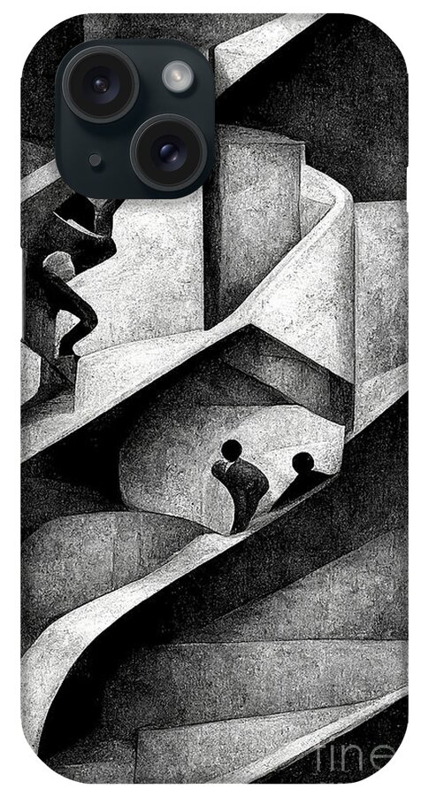 M.c. Escher iPhone Case featuring the digital art Interpretation of Escher's Infinite Stairs #3 by Sabantha