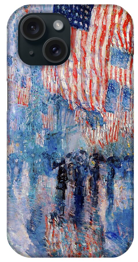 Rain iPhone Case featuring the painting The Avenue in the Rain by Frederick Childe Hassam
