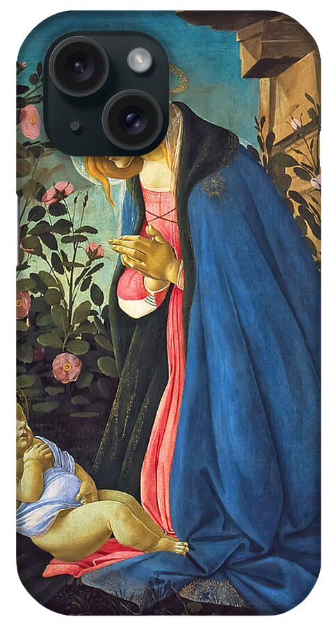 Sandro Botticelli iPhone Case featuring the painting The Virgin Adoring the Sleeping Christ Child by Sandro Botticelli by Mango Art
